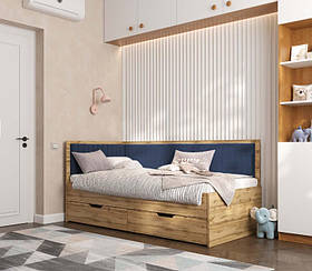 Ліжко дитяче Бруклін з ящиками Viorina DEKO (Виорина Деко) купити в Одесі, Україні 80х190, Дуб Тахо/Синій