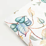 Сатин digital, ширина 240 см "Листя зі східною квіткою та метеликами" на білому № TH-3489, фото 8