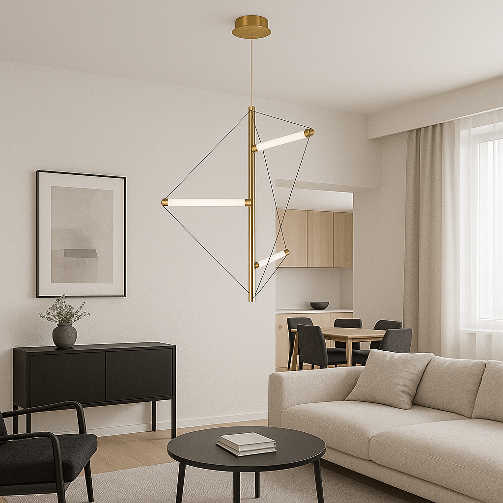 Стильний підвіс Geo Lux золотий корпус 14W діаметр 60 см (7813148-1 AB), фото 1