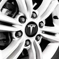 Ковпачки (заглушки) на диски TESLA (Тесла) 58 мм Чорний Білий лого (6005879-00-A, TLB0011), фото 5