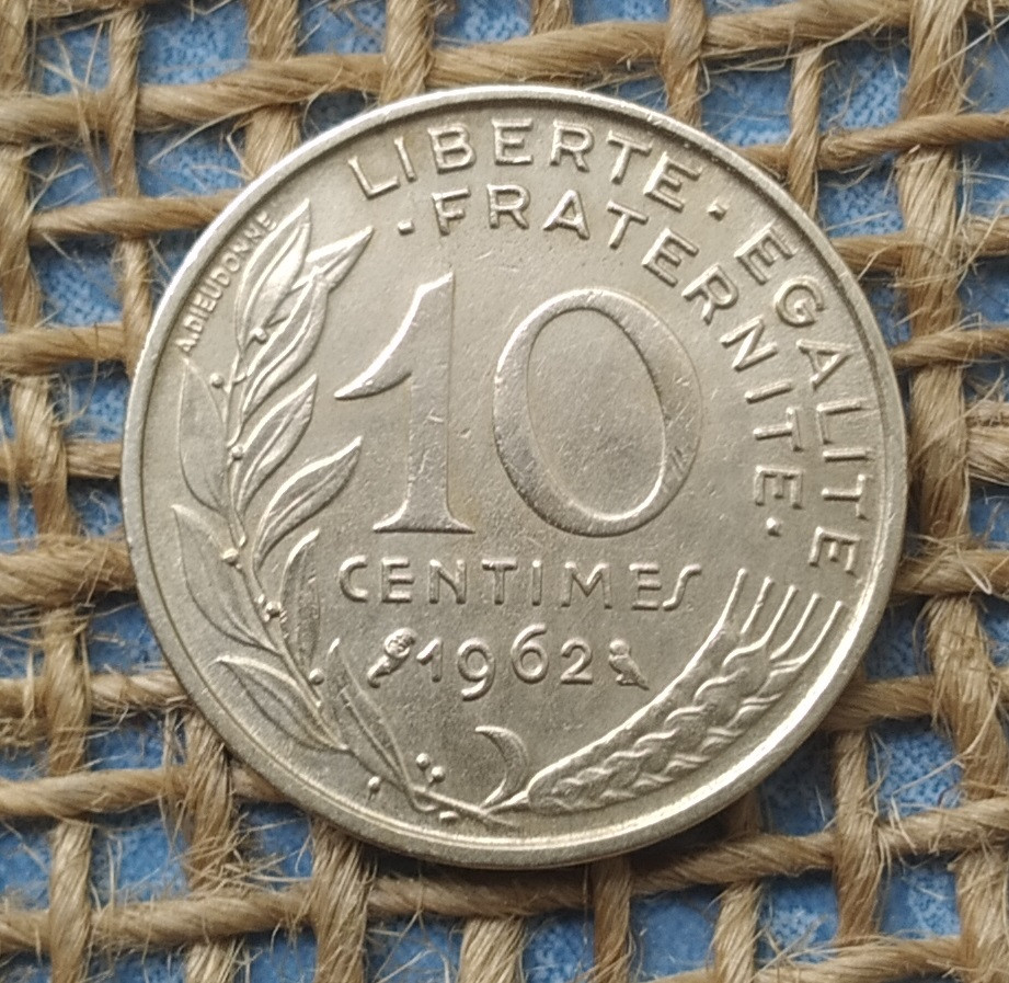 10 сантимiв 1962 року францiя