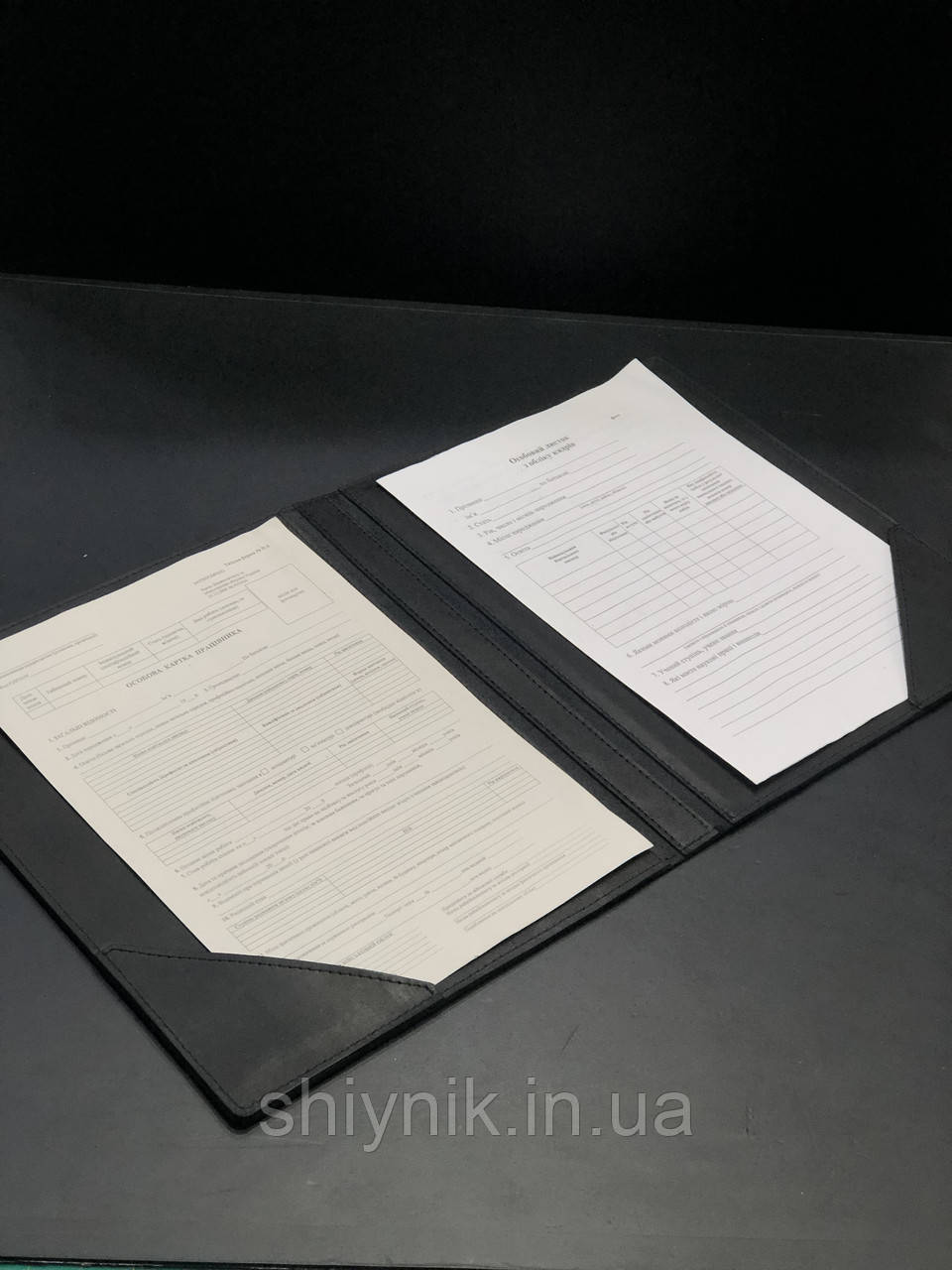 Шкіряна папка для документів А4 чорна, фото 1