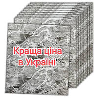 №61-3 Самоклеюча 3D панель "Чорно-Сірий Мармур" 77×70 см товщина 4 мм