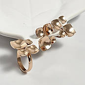 Комплект золотий каблучка та сережки без каменів геометрія