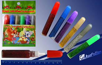 Клей з блискітками "Лапушки" (6 кольорів/10 гр.)