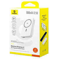 Зовнішній акумулятор Baseus Airpow Ⅱ Qi2 Magnetic Power Bank 10000mAh 22.5W Moon White, фото 4