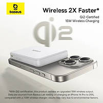 Зовнішній акумулятор Baseus Airpow Ⅱ Qi2 Magnetic Power Bank 10000mAh 22.5W Moon White, фото 8