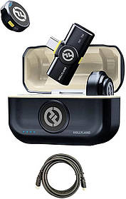 Hollyland Lark M2 USB-C 2,4 ГГц вугільна бездротова мікрофонна система з кабелем Mustang AV HS-101 HDMI