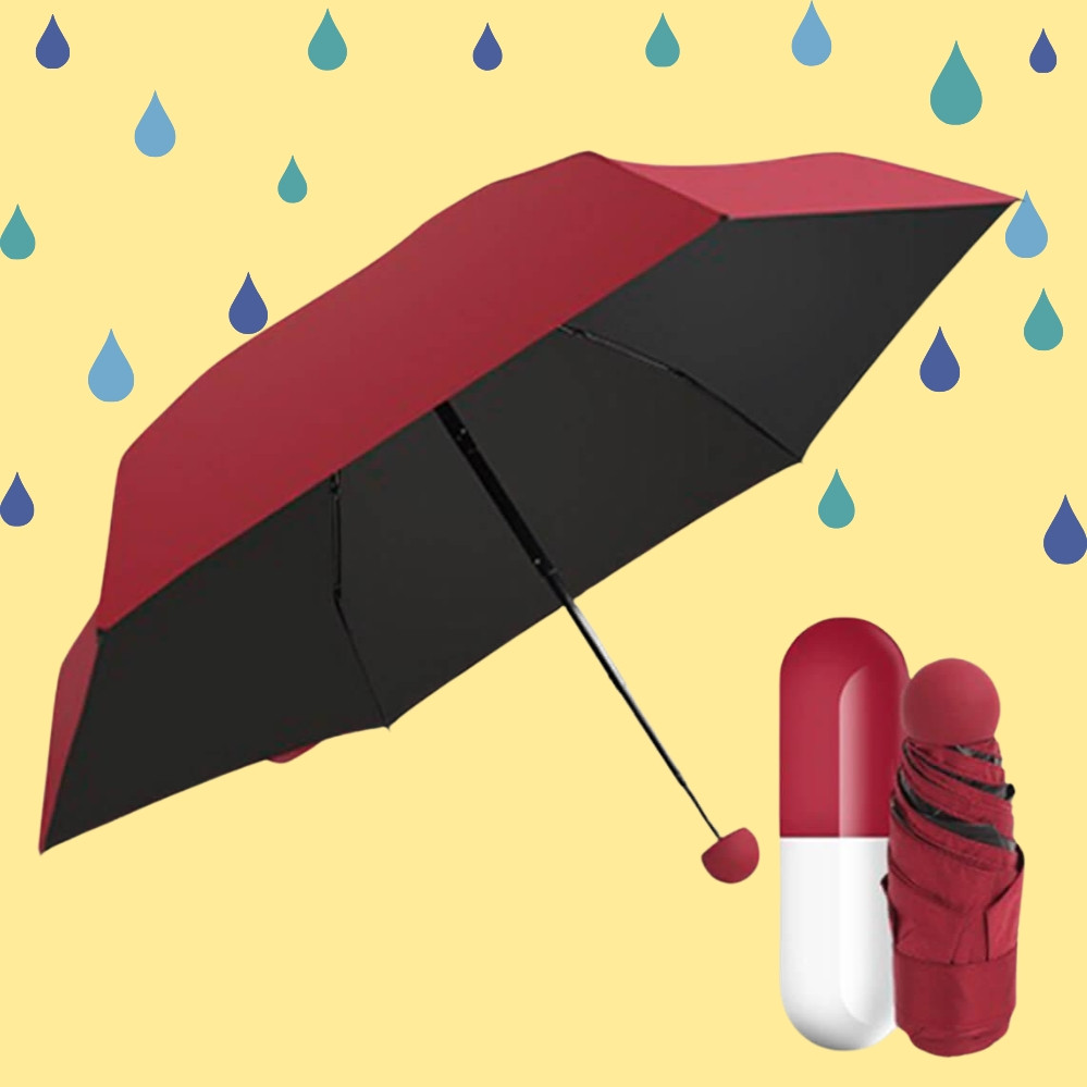 Міні парасолька капсула Механічна кишенькова парасолька компактна складана у футлярі, фото 1