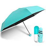 Міні парасолька капсула Механічна кишенькова парасолька компактна складана у футлярі, фото 4