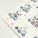 Ранфорс digital "Єноти, панди та кролики на машинках" № N-3492, фото 7