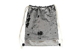 Сумка для взуття з паєтками, матеріал ПУ, паєтки 42*32см сріблясте пу+паєтки срібло+чорний