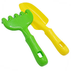 Набір для пісочниці "Ромашка №5" Colorplast 1135 лопатка, граблі Зелено-жовтий, Toyman