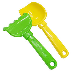 Набір для пісочниці "Латаття №5" Colorplast 1074 лопатка, граблі Жовто-зелений, Toyman