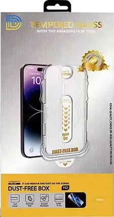Захисне скло iPhone 13 Pro Max/14+ (6.7) black frame DM Dust-Free Box Glass, фото 1