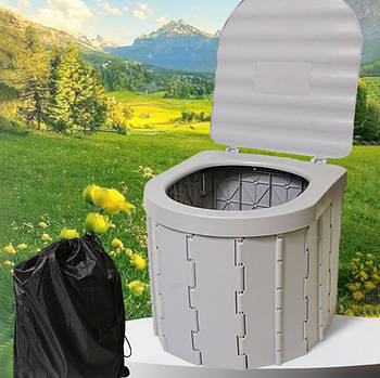 Дорожній туалет для дітей і дорослих, складна конструкція з набором біорозкладних пакетів