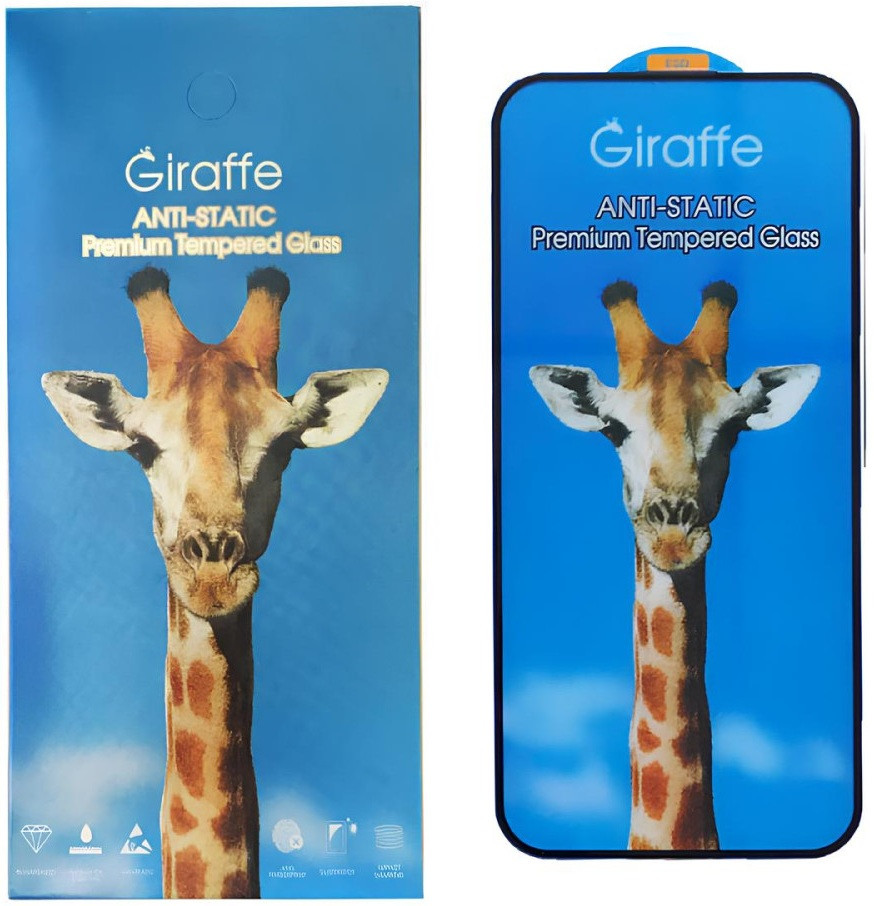 Захисне скло iPhone 16 Pro Max (6.7) black frame Giraffe Antistatic
