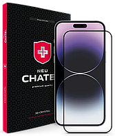 Захисне скло iPhone 14 Pro Max/15 Plus +NEU Chatel Corning Gorilla Glass with Mesh Front Black