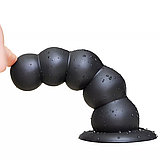 Чорна анальна пробка з 5 кульок, Стимулятор ануса на присосці 19 см, Піраміда для анального сексу та фістингу,, фото 2