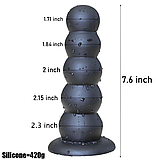 Чорна анальна пробка з 5 кульок, Стимулятор ануса на присосці 19 см, Піраміда для анального сексу та фістингу,, фото 9