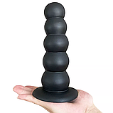 Чорна анальна пробка з 5 кульок, Стимулятор ануса на присосці 19 см, Піраміда для анального сексу та фістингу,, фото 4