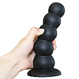 Чорна анальна пробка з 5 кульок, Стимулятор ануса на присосці 19 см, Піраміда для анального сексу та фістингу,, фото 5
