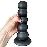 Чорна анальна пробка з 5 кульок, Стимулятор ануса на присосці 19 см, Піраміда для анального сексу та фістингу,, фото 7