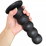 Чорна анальна пробка з 5 кульок, Стимулятор ануса на присосці 19 см, Піраміда для анального сексу та фістингу,, фото 3
