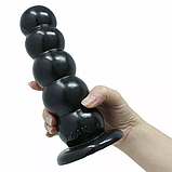 Чорна анальна пробка з 5 кульок, Стимулятор ануса на присосці 19 см, Піраміда для анального сексу та фістингу,, фото 8