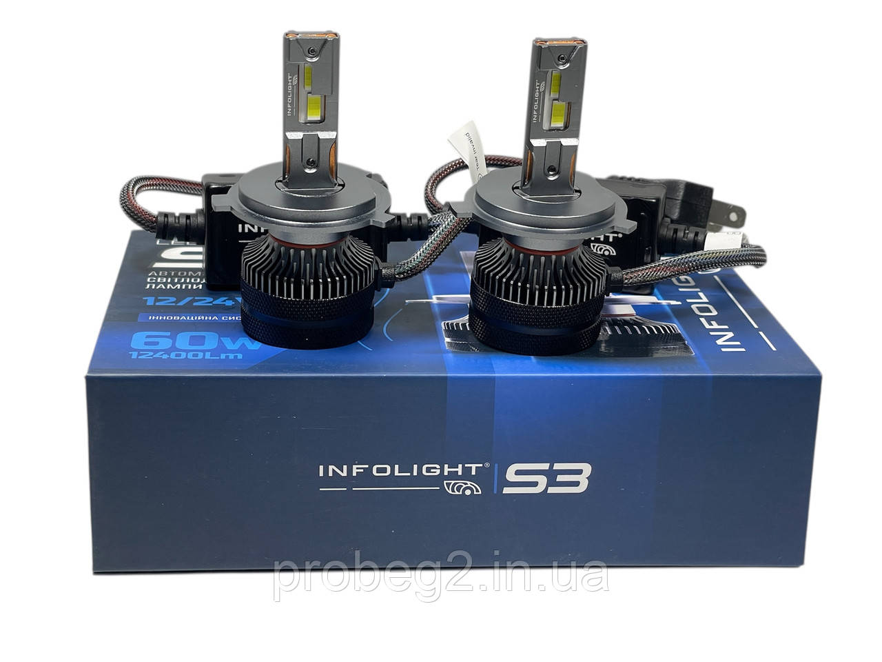 Led-лампи світлодіодні Infolight H4 S3 12v 60 w 12400 lm 6000 до 12v комплект