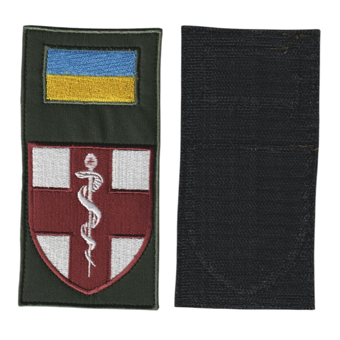 Шеврон військовий / армійський, 66 Військовий мобільний госпіталь на липучці, білий  на оливці, ЗСУ,  14 см * 7 см, фото 1