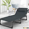 Розкладне ліжко (розкладачка) з подушкою LEOBRO Темна смужка (FB-S02-PM) для будинку кемпінгу потужна, фото 4