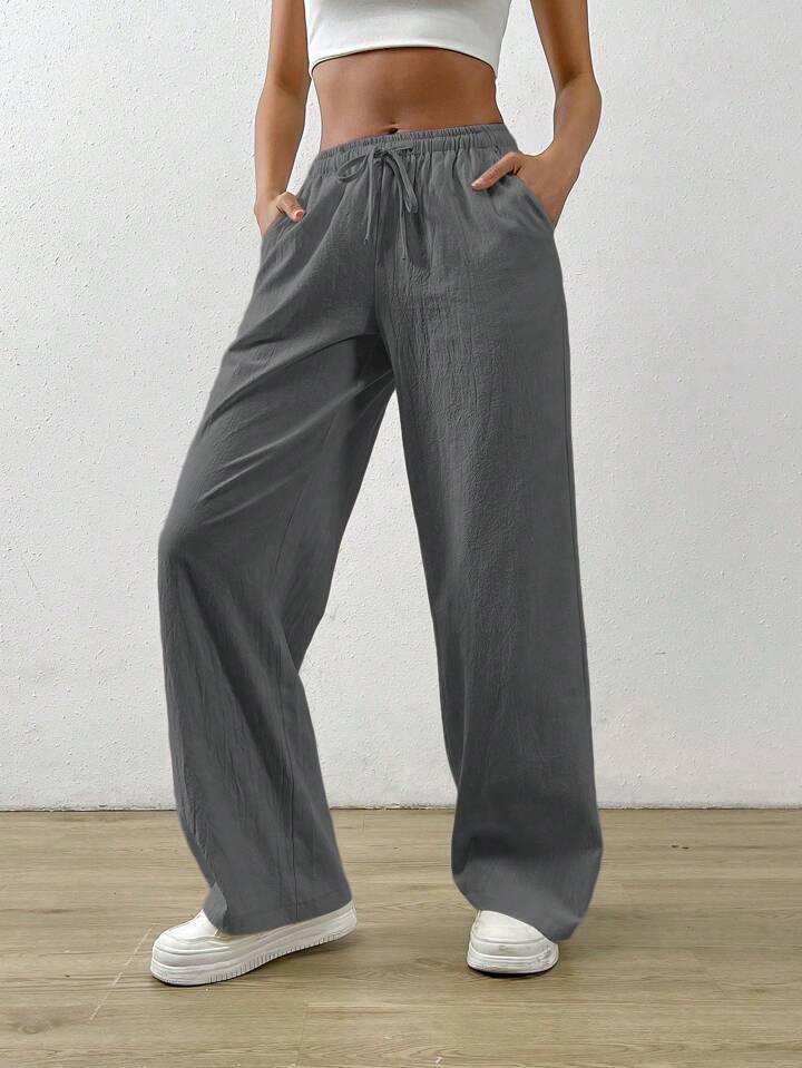 Жіночі повсякденні штани прямого крою з жатки з гумкою на поясі (р. 42-52) 2121052, фото 1