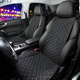 Накидки на сидіння передні чорні "Алькантара" "DEKOR". Комплект 2 шт.