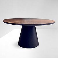 Стіл кухонний обідній Cone круглий столик невеликий дерев'яний на металевій опорі сучасний для кухні кафе ресторану ясен