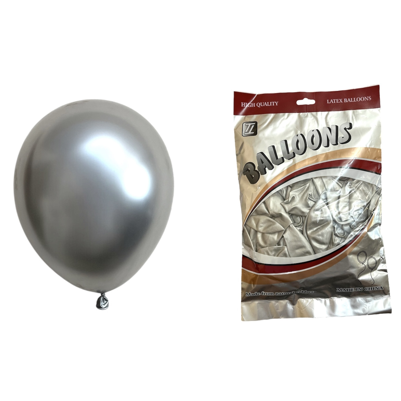 Повітряні кулі хром срібло 12" TT (TONGTAI), 50 штук