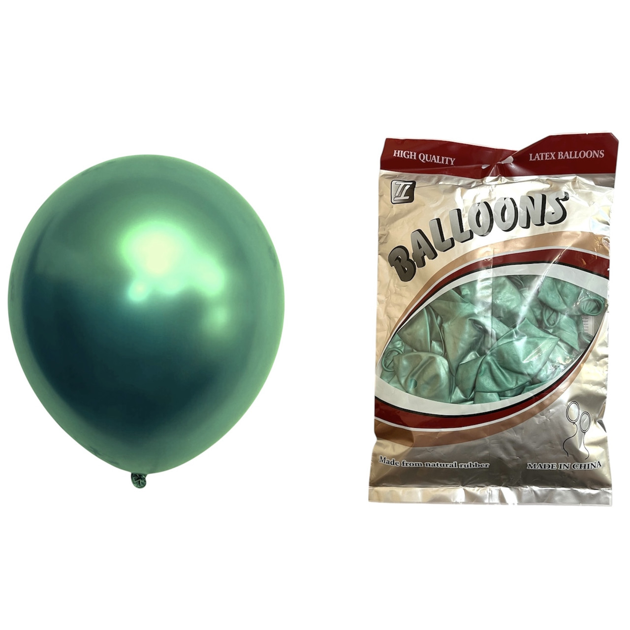 Повітряні кулі хром зелений 12" TT (TONGTAI), 50 штук