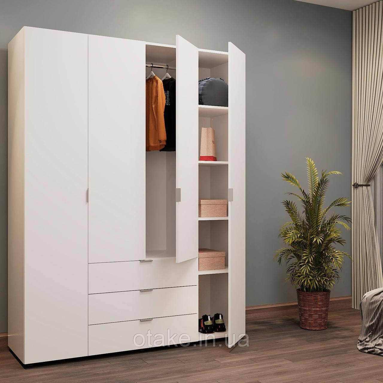 Шафа розпашна для одягу Doros Гелар 155х49,5х203,4 см Білий (DRS-011100), фото 1