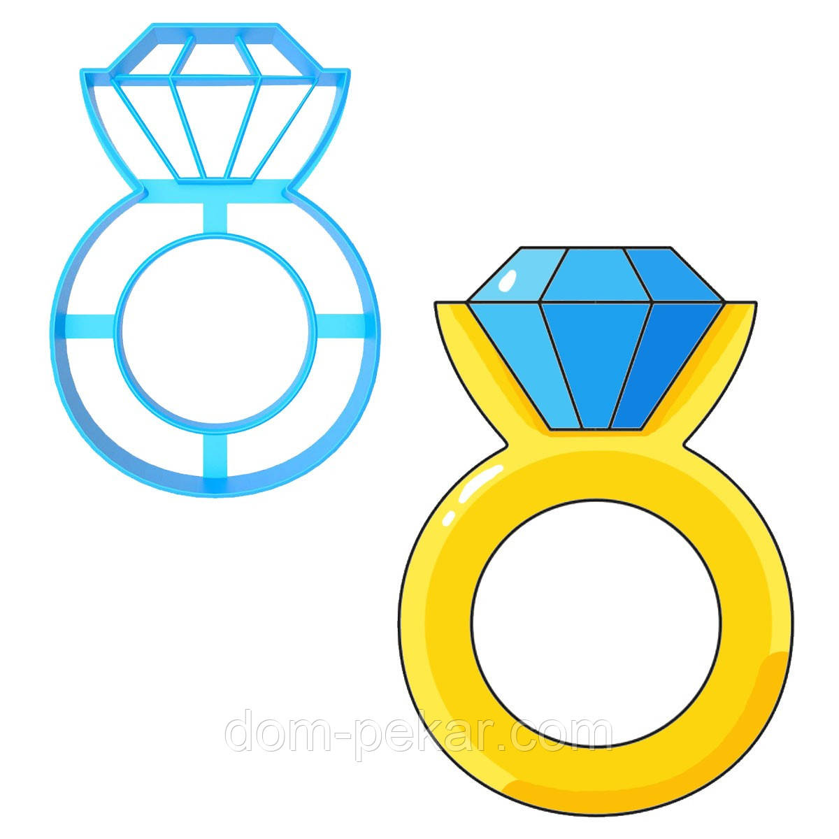 Кільце з діамантом вирубка для пряників 9*6,2 см (3D)