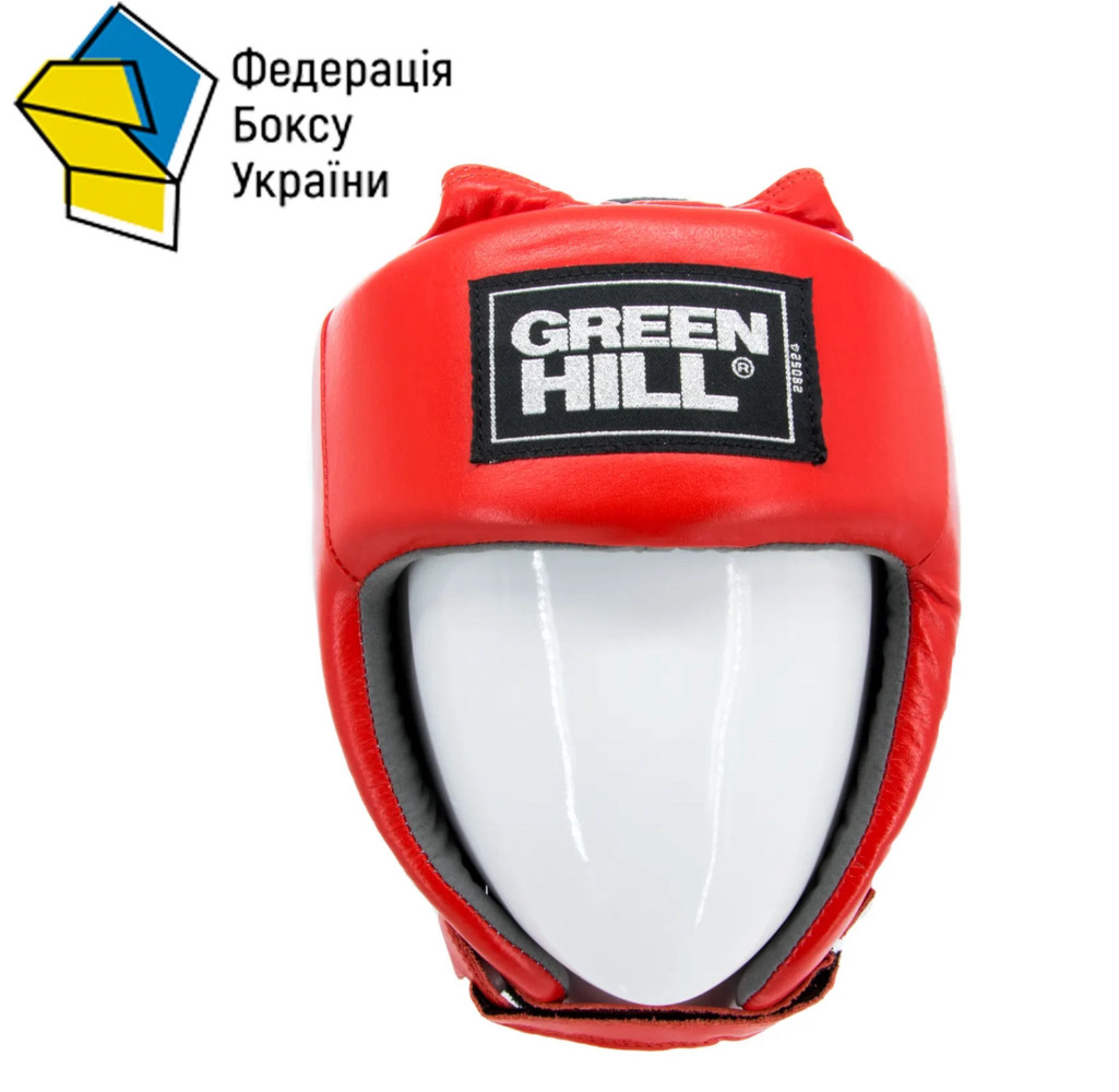 Боксерський шолом Green Hill шкіряний ліцензований UBF Logo червоний M, фото 1