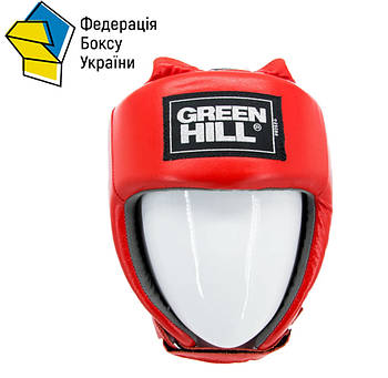 Боксерський шолом Green Hill шкіряний ліцензований UBF Logo червоний M