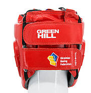 Боксерський шолом Green Hill шкіряний ліцензований UBF Logo червоний M, фото 2