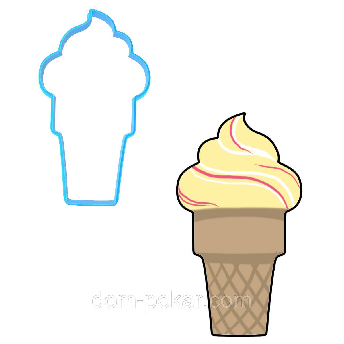 Морозиво Ріжок вирубка для пряників 10*5,6 см (3D)