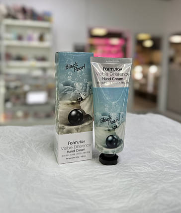 Крем для рук із екстрактом чорних перлів FarmStay Visible Difference Hand Cream Black Pearl 100мл, фото 3