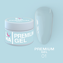 Гель LUNAMoon Premium Gel №1 (прозорий) для зміцнення, вирівнювання та нарощування нігтів, 50 мл.