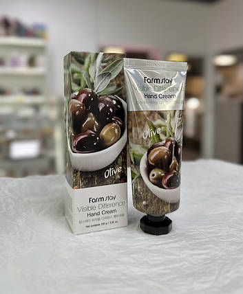 Крем для рук з екстрактом оливи FarmStay Visible Difference Olive Hand Cream 100мл, фото 1