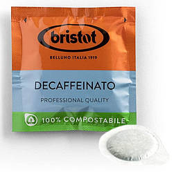 Кава в чалдах монодозах Bristot Decaffeinato 100% Арабіка 18шт Італія без кофеїну Брістот