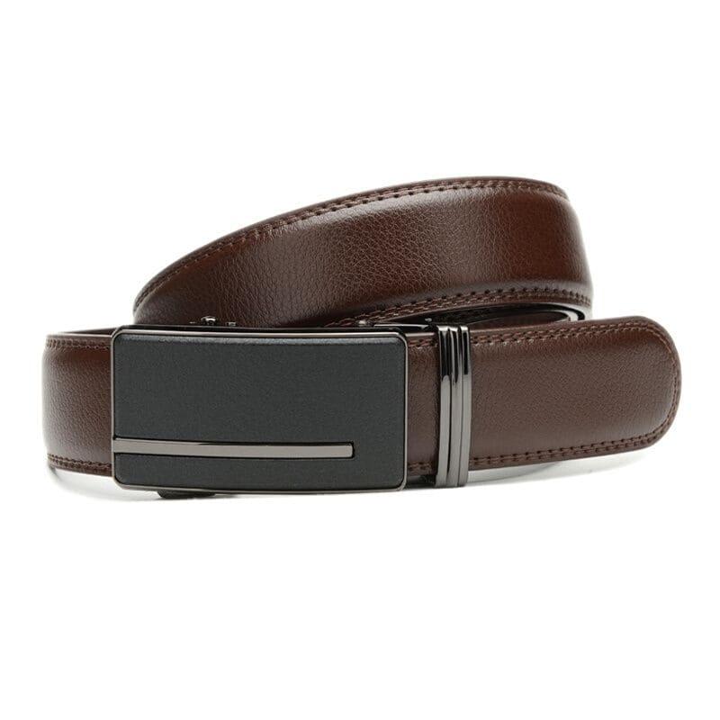 Чоловічий шкіряний ремінь із пряжкою автомат Borsa Leather CV1335-5-brown