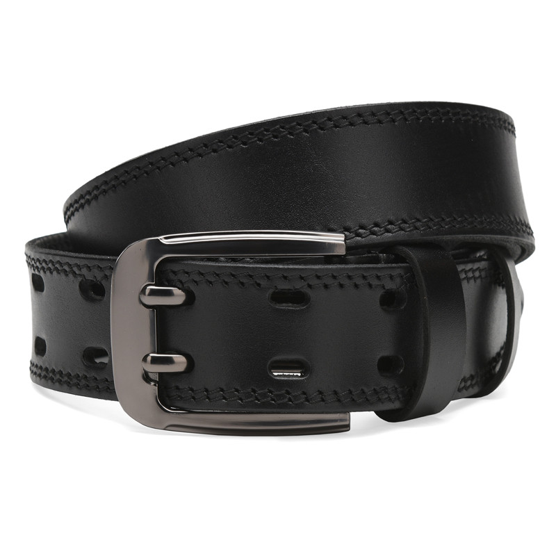 Чоловічий шкіряний ремінь Borsa Leather Cv1gn27-125 чорний