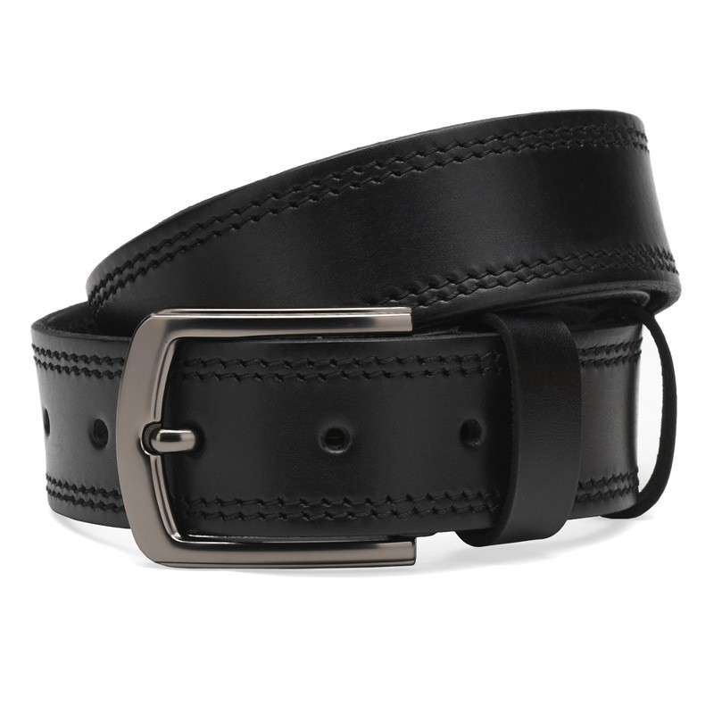 Чоловічий шкіряний ремінь Borsa Leather Cv1gn07-125 чорний